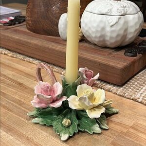 Capodimonte mid 20th Century porcelain Floral Candle Holder